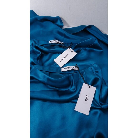 Nonchalant Label Women's Kennedy High Slit Satin Maxi long Skirt XS Ret 472 Teal - Picture 9 of 10